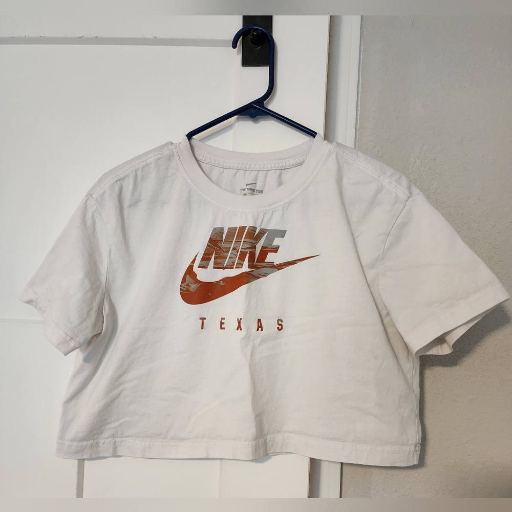 Nike white cropped top texas tee size medium
